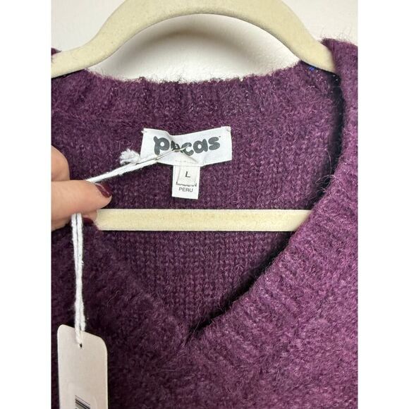 Pacas V-Neck Sweater in Eggplant Melange NWT Sz. L - Picture 6 of 6